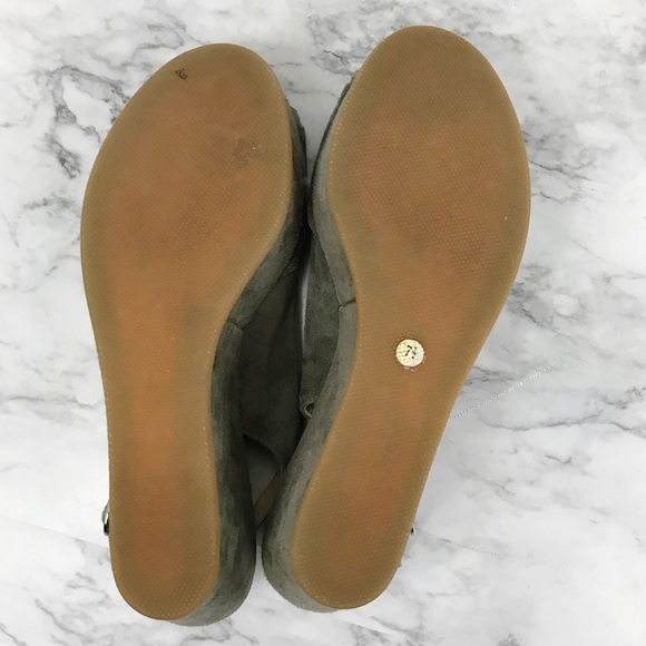 BUTTER Italian Made Gray Suede Platform Wedges 7.5 - Picture 8 of 9